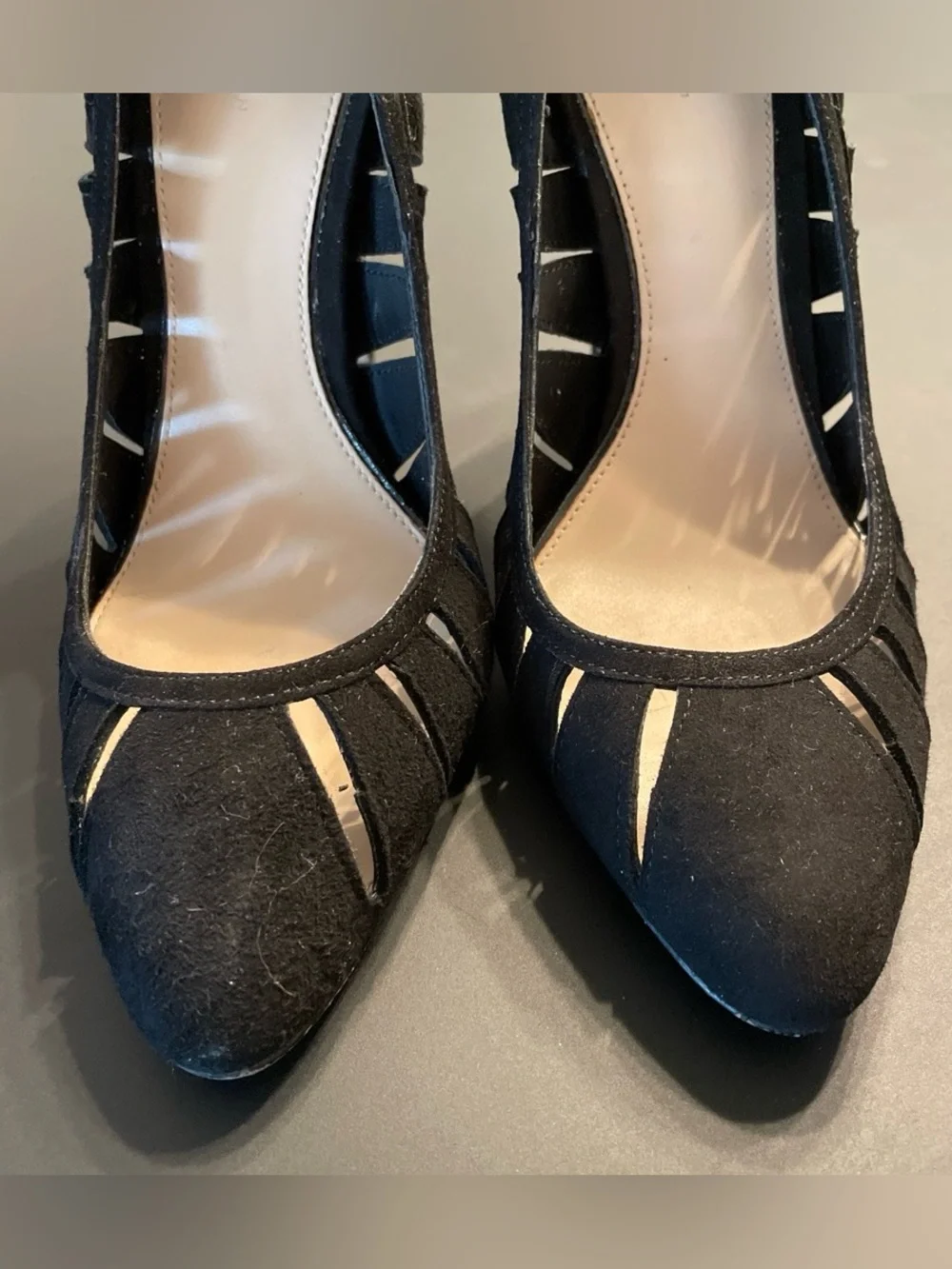 Zara Woman CutOuts Stilettos Sz 7.5 Black Faux Suede Sleek Baddie Coquette Girl
